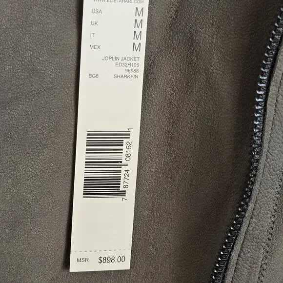 ELIE TAHARI $898 JOPLIN Genuine Lamb Leather MerinoWool Asymmetric Moto Jacket M - Picture 6 of 14